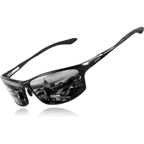 Polarized Mens Sunglasses: UV Protection Black Blue Shades for Men Sport Driving - Picture 1 of 6